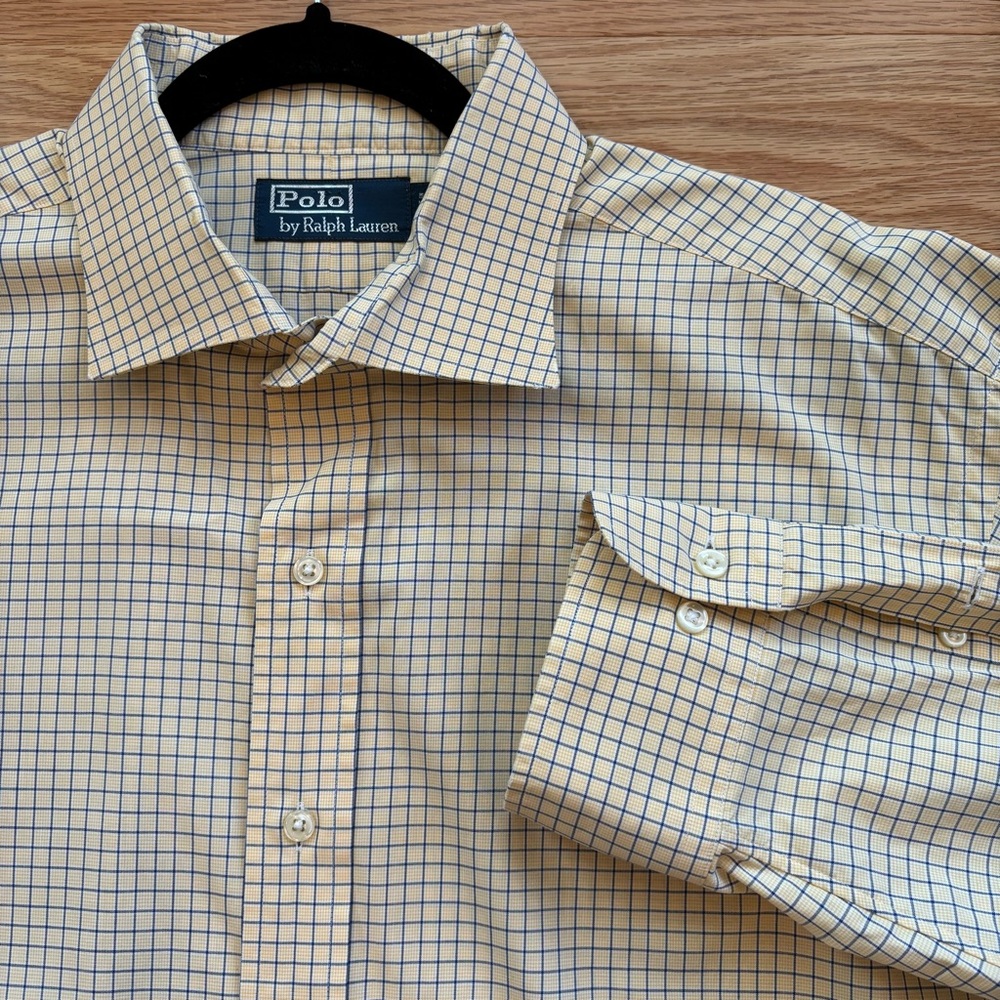 Ralph Lauren Pale Yellow and Blue Casual Button Down Shirt